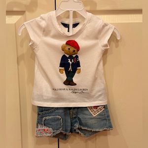 Ralph Lauren Girl’s Cotton Tshirt and Jeans Short for 2-year girl 🌼